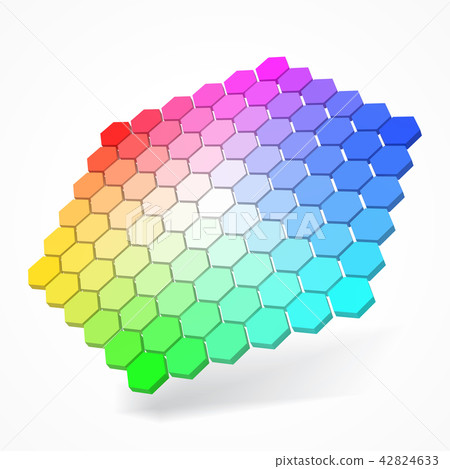 hexagonal color palette with small color hexagons. 3d style vector illustration. 42824633
