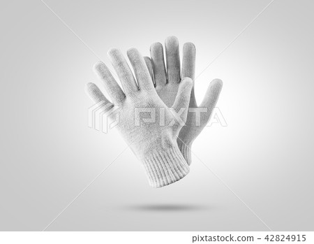Blank knitted winter gloves mockup. Clear ski or snowboard mittens Blank knitted winter gloves mockup. Clear ski or snowboard mittens 42824915