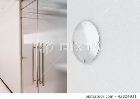 Blank round transparent glass signplate mockup 42824931