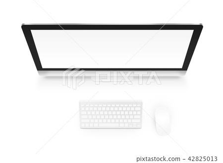 Computer mock up with keyboard and mouse from above isolated. Of 42825013