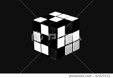 Folding multi-colored cube isolated. Style 42825531