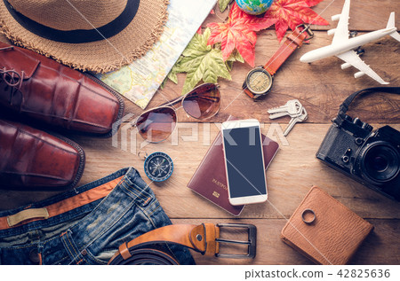 Travel accessories costumes. Passports, luggage 42825636