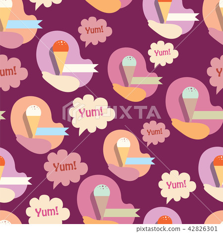 Lovely ice - cream cones seamless background pattern Lovely ice - cream cones seamless background pattern 42826301