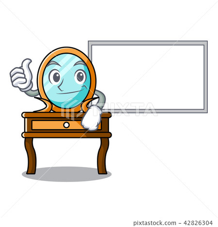Thumbs up with board dressing table character cartoon Thumbs up with board dressing table character cartoon 42826304