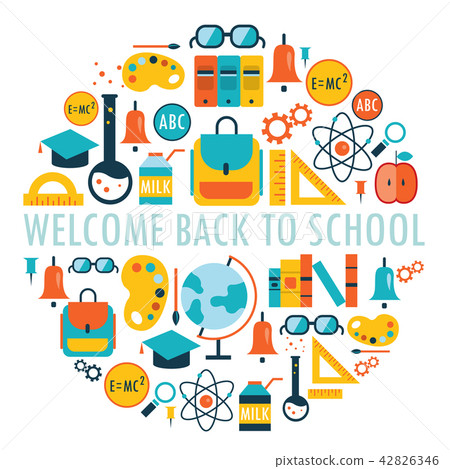 Welcome back to school background with study theme icons 42826346