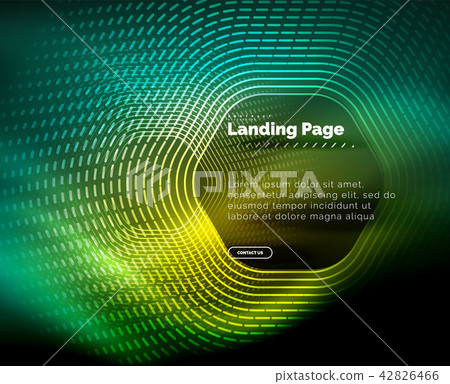 Neon glowing techno hexagon shape lines, hi-tech futuristic abstract background, landing page 42826466