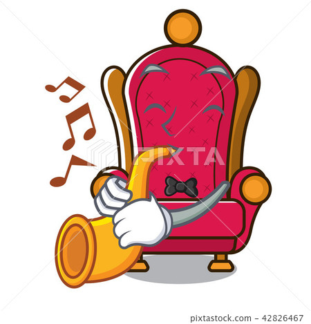 With trumpet king throne mascot cartoon With trumpet king throne mascot cartoon 42826467