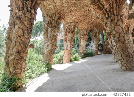 Stone columns in Park Guell, Barcelona Stone columns in Park Guell, Barcelona 42827421