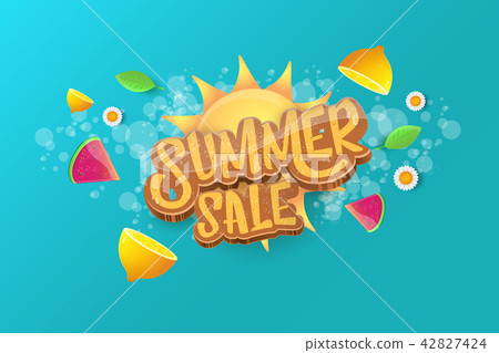 vector sammer sale horizontal banner with text, summer green grass, flying fresh lemons, flowers and vector sammer sale horizontal banner with text, summer green grass, flying fresh lemons, flowers and 42827424