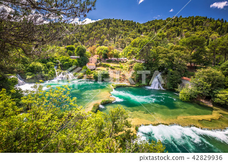 Waterfalls Skradinski Buk in Krka National Park. Waterfalls Skradinski Buk in Krka National Park. 42829936
