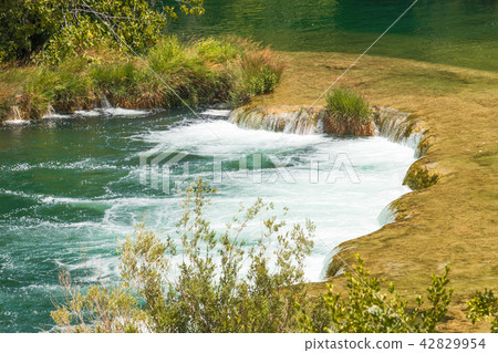 Waterfalls Skradinski Buk in Krka National Park. Waterfalls Skradinski Buk in Krka National Park. 42829954