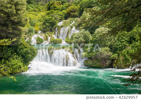 Waterfalls Skradinski Buk in Krka National Park. Waterfalls Skradinski Buk in Krka National Park. 42829957