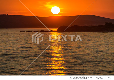 Sunset on the Adriatic sea at Vir island. Sunset on the Adriatic sea at Vir island. 42829960