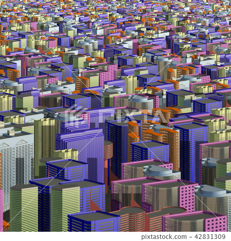 Multicolored skyscrapers and office buildings in the center of the metropolis 3d illustration Multicolored skyscrapers and office buildings in the center of the metropolis 3d illustration 42831309