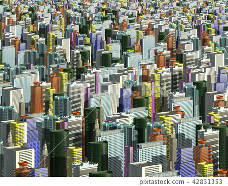 Multicolored skyscrapers and office buildings in the center of the metropolis 3d illustration Multicolored skyscrapers and office buildings in the center of the metropolis 3d illustration 42831353