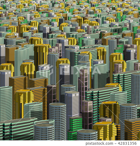 Multicolored skyscrapers and office buildings in the center of the metropolis 3d illustration 42831356