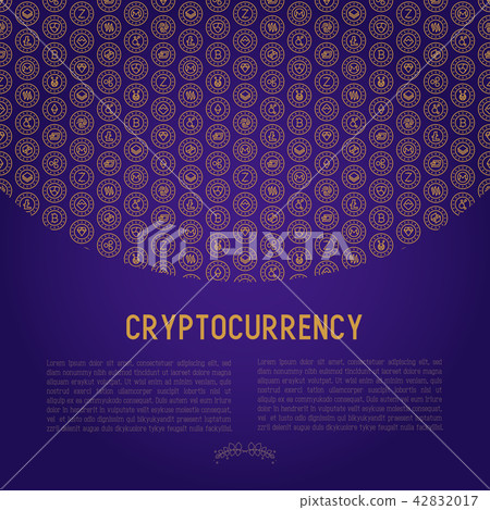 Cryptocurrency concept with thin line icons 42832017