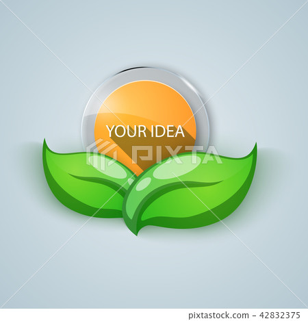 Green Leaf Business Banner Glass Nature Icon Stock