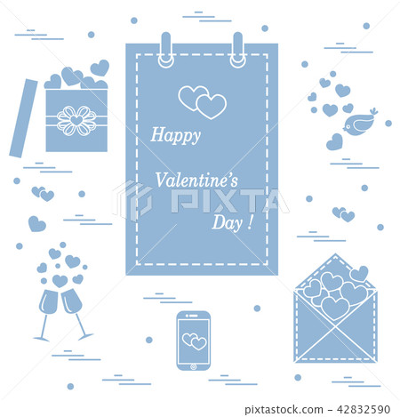 calendar with Valentine's Day, gifts, postal calendar with Valentine's Day, gifts, postal 42832590