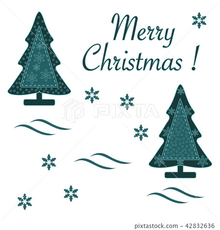 stitched Christmas tree decorated with snow and 42832636