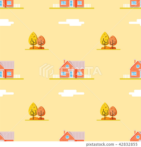 Houses seamless pattern - Stock Illustration [42832855] - PIXTA