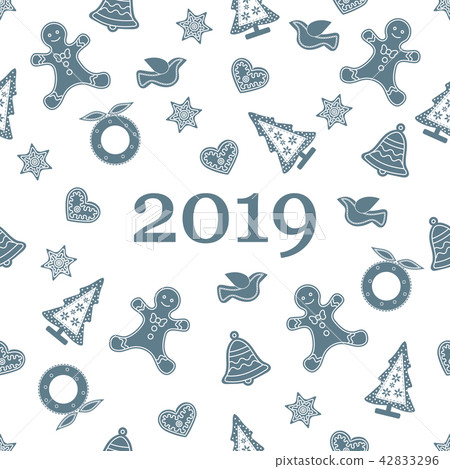 Seamless pattern with christmas, new year symbols 42833296