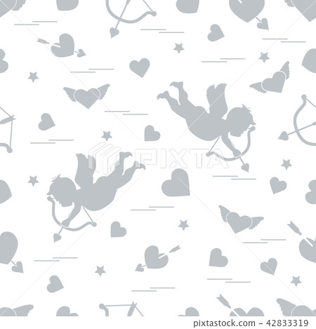 Cute seamless pattern with cupid shoots a bow and 42833319