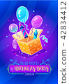 Birthday party. Gift box with festive balloons 42834412