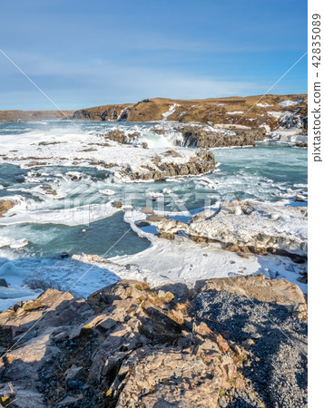 Urridafoss waterfall in winter season, Iceland 42835089