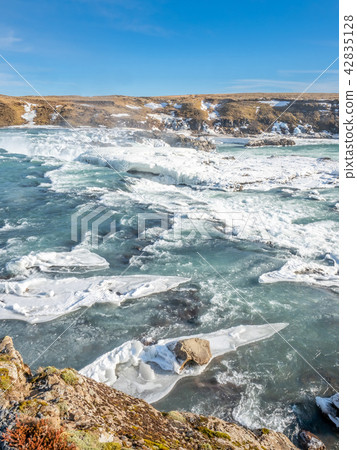 Urridafoss waterfall in winter season, Iceland Urridafoss waterfall in winter season, Iceland 42835128