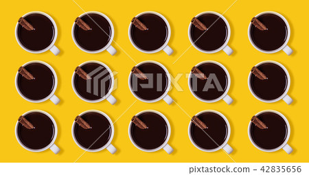 Pattern Hot chocolate cups with cinnamon. 42835656