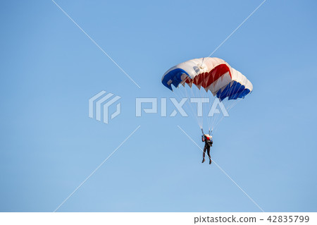 isolated skydiver control parachute gliding isolated skydiver control parachute gliding 42835799