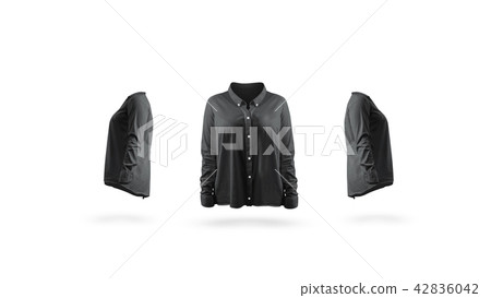Blank black woman shirt mock up, front and sides, Blank black woman shirt mock up, front and sides, 42836042