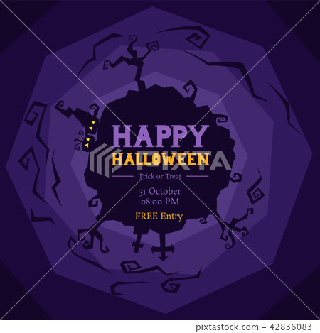 halloween party circle silhouette greeting 42836083