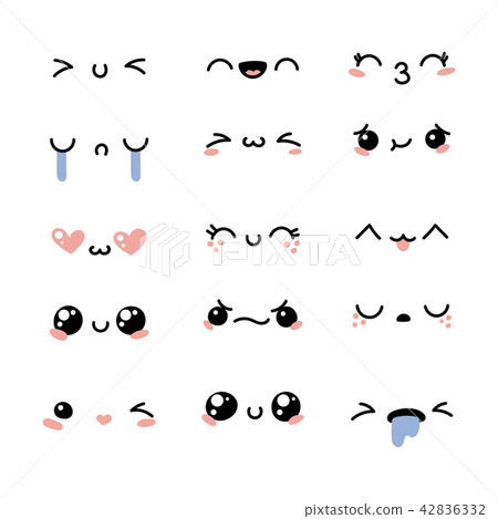 Set of cute lovely kawaii emoticon. 42836332
