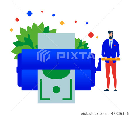 Money maker. Man prints money. Money maker. Man prints money. 42836336