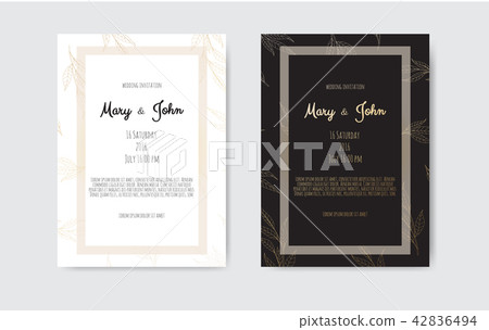 Vector invitation with handmade floral elements. 42836494