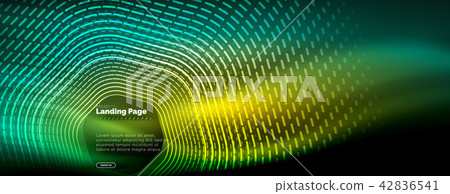Neon glowing techno hexagon shape lines, hi-tech futuristic abstract background, landing page Neon glowing techno hexagon shape lines, hi-tech futuristic abstract background, landing page 42836541