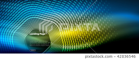 Neon glowing techno hexagon shape lines, hi-tech futuristic abstract background, landing page Neon glowing techno hexagon shape lines, hi-tech futuristic abstract background, landing page 42836546