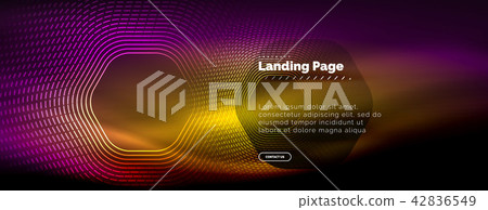 Neon glowing techno hexagon shape lines, hi-tech futuristic abstract background, landing page Neon glowing techno hexagon shape lines, hi-tech futuristic abstract background, landing page 42836549