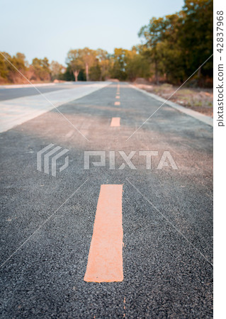 Yellow line Asphalt surface on the road texture 42837968