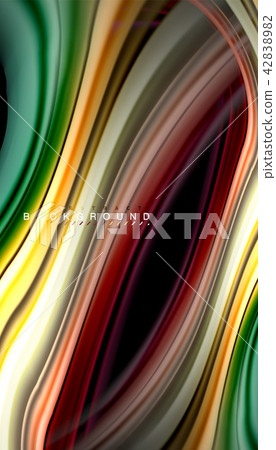 Fluid colors abstract background, twisted liquid design on black, colorful marble or plastic wave Fluid colors abstract background, twisted liquid design on black, colorful marble or plastic wave 42838982