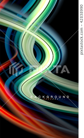 Fluid colors abstract background, twisted liquid design on black, colorful marble or plastic wave Fluid colors abstract background, twisted liquid design on black, colorful marble or plastic wave 42838990