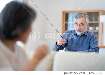 Senior couple hobby care rod equipment Senior couple hobby care rod equipment 42839136