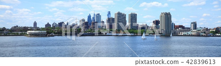 Panorama of Philadelphia skyline & river front Panorama of Philadelphia skyline & river front 42839613