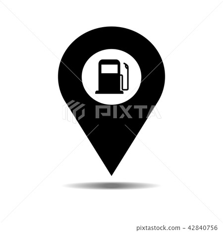 Gas station black icon map pointer, check in Gas station black icon map pointer, check in 42840756