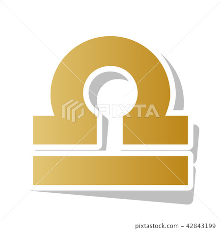 Libra sign illustration. Vector. Golden gradient icon with white Libra sign illustration. Vector. Golden gradient icon with white 42843199