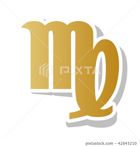 Virgo sign illustration. Vector. Golden gradient icon with white Virgo sign illustration. Vector. Golden gradient icon with white 42843210