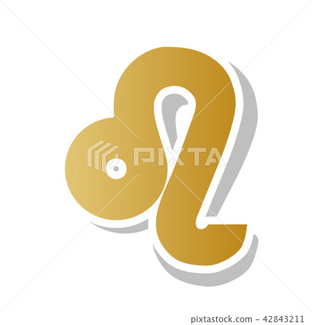 Leo sign illustration. Vector. Golden gradient icon with white c 42843211