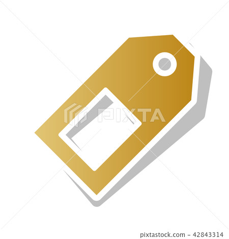 Price tag sign. Vector. Golden gradient icon with white contour  42843314